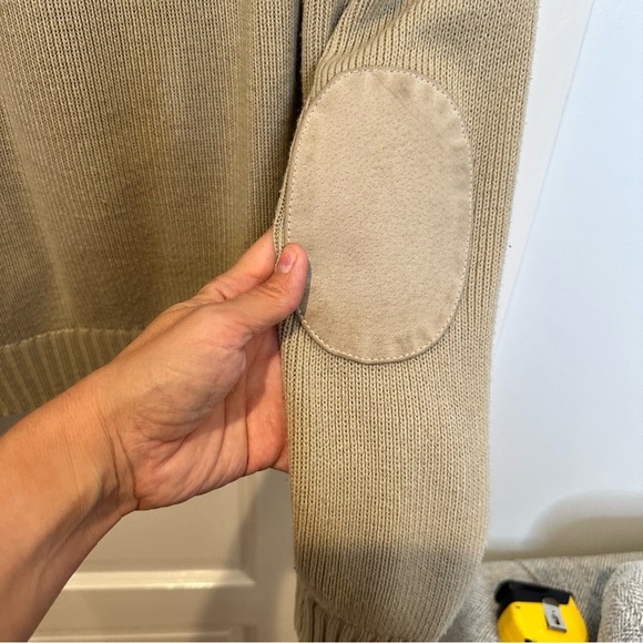 VINTAGE OLEG CASSINI CREAM SUEDE KNIT COMBO JACKET WITH SUEDE ELBOW PATCHES SZ M - Picture 5 of 5